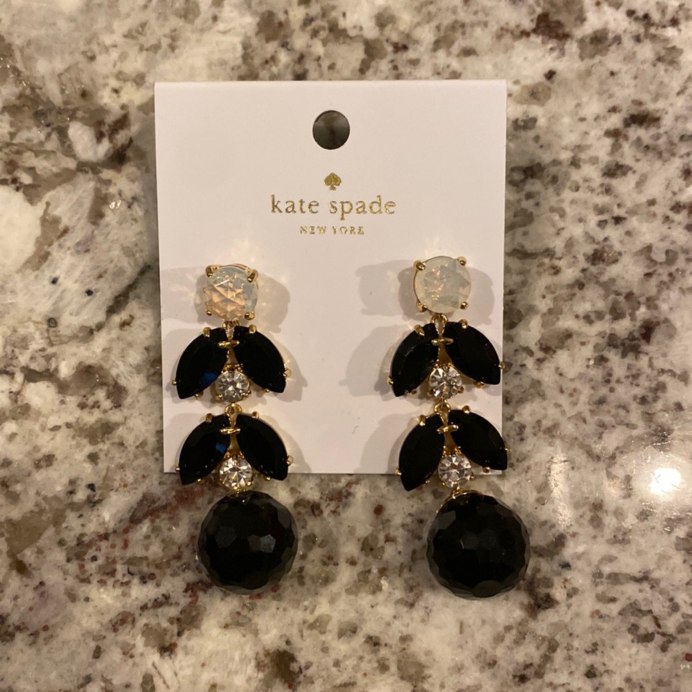 NEW Kate Spade Be Bold Black Crystal Linear Drop Earrings